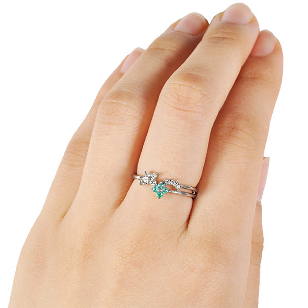 トルマリン/ダイヤモンド K18リング(ネオンブルー/10月誕生石)《WRGN3002》