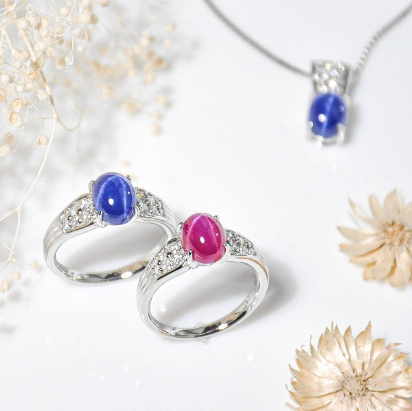 スタールビー/ダイヤモンド PTリング(クレサンベール/カボションカット/7月誕生石)《BRGH7495》