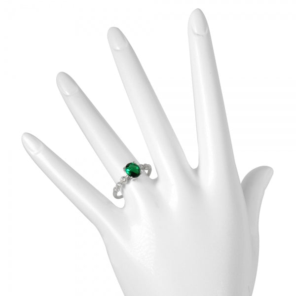 エメラルド/ダイヤモンド プラチナリング(クレサンベール/オーバル/ミル打ち/アンティーク風/5月誕生石)《WRGE3542》