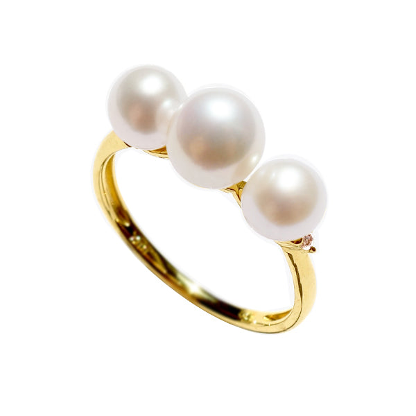 パール/ダイヤモンド K18リング(淡水真珠/ベビーパール/6月誕生石)《WRGQ2974》