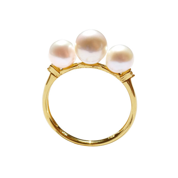 パール/ダイヤモンド K18リング(淡水真珠/ベビーパール/6月誕生石)《WRGQ2974》