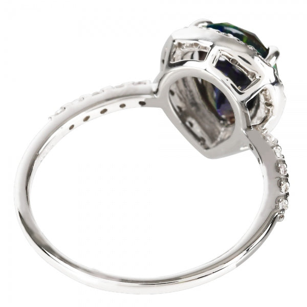 ブラックオパール/ダイヤモンド プラチナリング(クレサンベール/ペアシェイプ/取り巻き/10月誕生石)《WRGB4102》