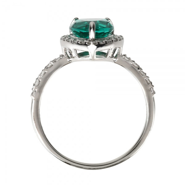 エメラルド/ダイヤモンド プラチナリング(クレサンベール/ペアシェイプ/取り巻き/5月誕生石)《WRGE4102》