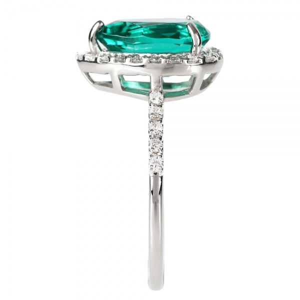エメラルド/ダイヤモンド プラチナリング(クレサンベール/ペアシェイプ/取り巻き/5月誕生石)《WRGE4102》