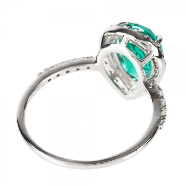 エメラルド/ダイヤモンド プラチナリング(クレサンベール/ペアシェイプ/取り巻き/5月誕生石)《WRGE4102》