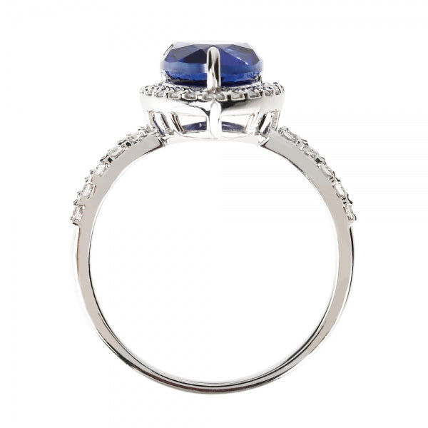 ブルーサファイア/ダイヤモンド プラチナリング(クレサンベール/ペアシェイプ/取り巻き/9月誕生石)《WRGS4102》