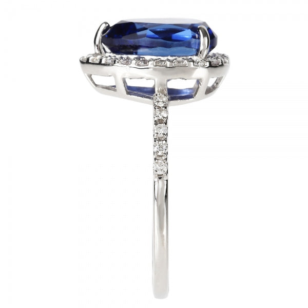 ブルーサファイア/ダイヤモンド プラチナリング(クレサンベール/ペアシェイプ/取り巻き/9月誕生石)《WRGS4102》