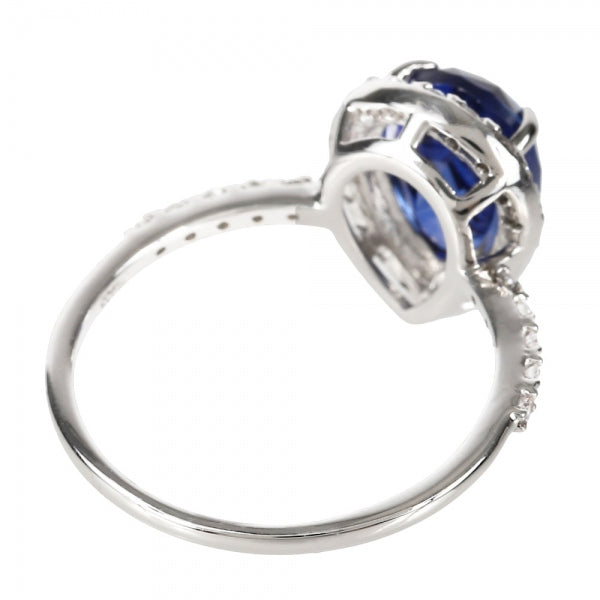 ブルーサファイア/ダイヤモンド プラチナリング(クレサンベール/ペアシェイプ/取り巻き/9月誕生石)《WRGS4102》