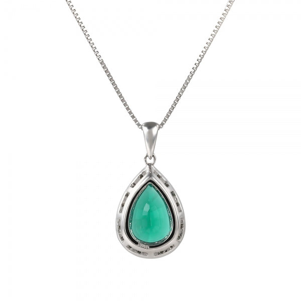 エメラルド/ダイヤモンド プラチナネックレス(クレサンベール/ペアシェイプ/取り巻き/5月誕生石)《WPDE4102》