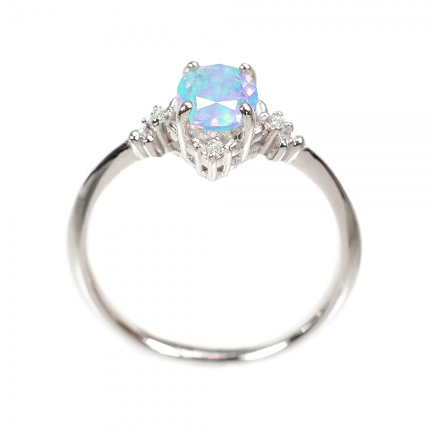 ウォーターオパール/ダイヤモンド K18リング(クレサンベール/オーバル/10月誕生石)《BRGW2652》