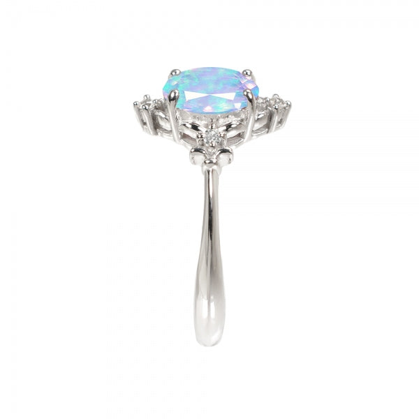 ウォーターオパール/ダイヤモンド K18リング(クレサンベール/オーバル/10月誕生石)《BRGW2652》