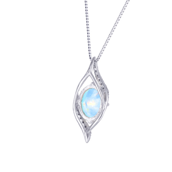 ウォーターオパール/ダイヤモンド プラチナネックレス(クレサンベール/オーバル/10月誕生石)《WPDW3144》