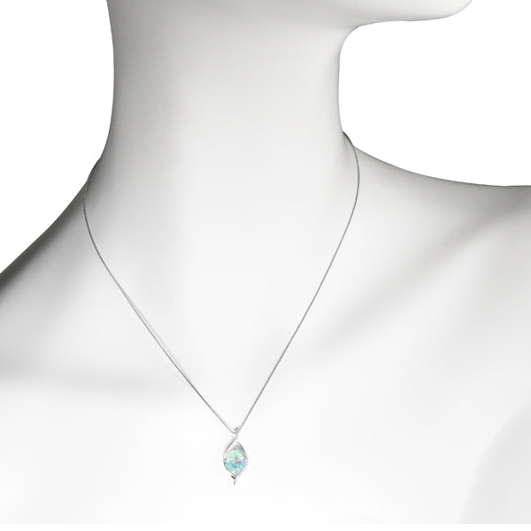 ウォーターオパール/ダイヤモンド プラチナネックレス(クレサンベール/オーバル/10月誕生石)《WPDW3144》