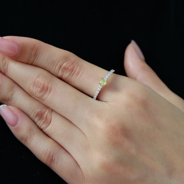 【限定1点】イエローダイヤモンド/ダイヤモンド プラチナリング(0.25カラット/4月誕生石/グレーディングレポート付き)《JRGD1642》