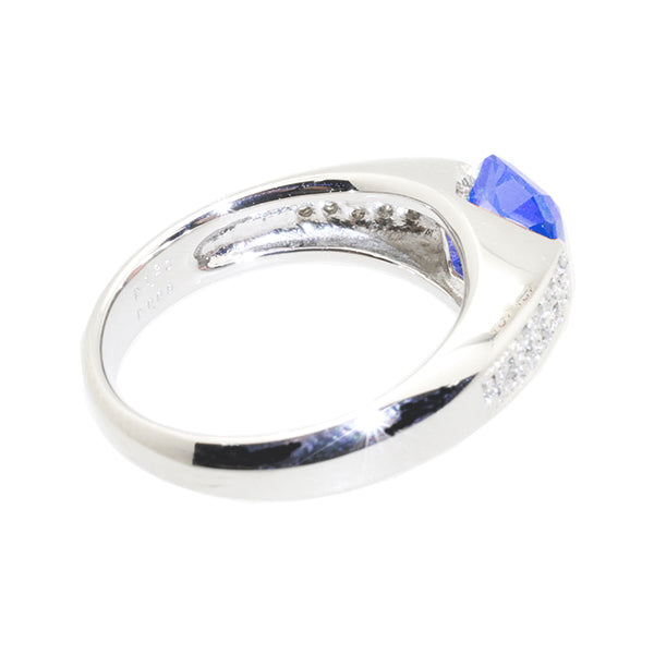 ブルーサファイア/ダイヤモンド PTリング(クレサンベール/プリンセスエメラルド/9月誕生石)《BRGS7668》