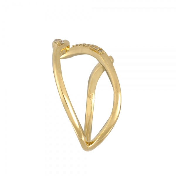 ダイヤモンド K18リング(計0.07カラット/インデックス/リーフモチーフ/4月誕生石)《WRGD3551》