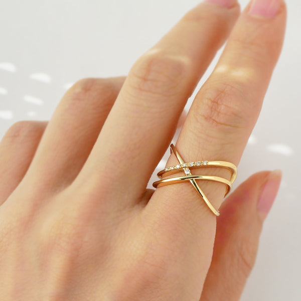 ダイヤモンド K18リング(インデックス/クロスモチーフ/4月誕生石)《WRGD3548》