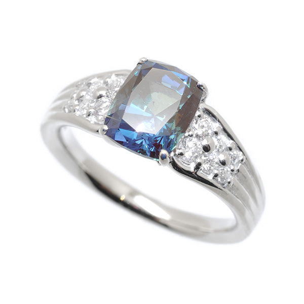 アレキサンドライト/ダイヤモンド PTリング(クレサンベール/6月誕生石)