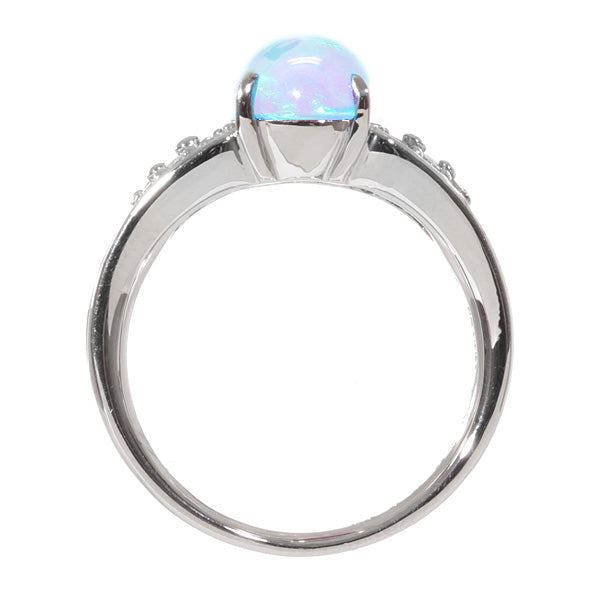 ウォーターオパール/ダイヤモンド PTリング(クレサンベール/カボションカット/10月誕生石)《BRGW7495》