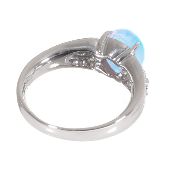 ウォーターオパール/ダイヤモンド PTリング(クレサンベール/カボションカット/10月誕生石)《BRGW7495》
