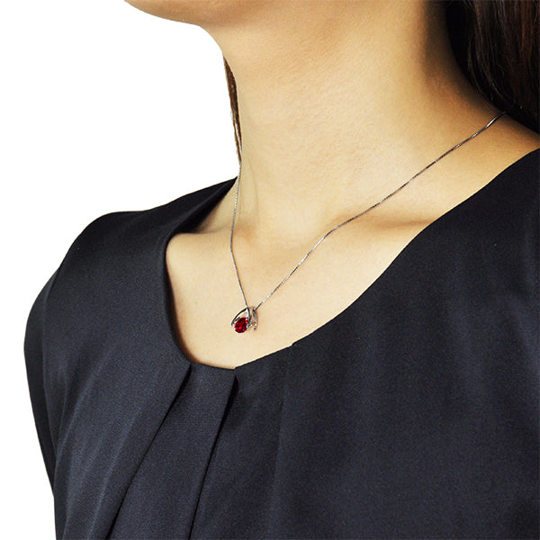 ルビー プラチナネックレス(クレサンベール/ダンシングストーン/7月誕生石)《WPDR2713》