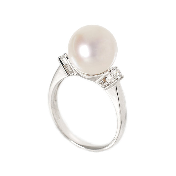 パール/ダイヤモンド プラチナリング(花珠/アコヤ真珠/10.0mmUP/6月誕生石/花珠鑑別鑑定書付き)《JRGQ1054》