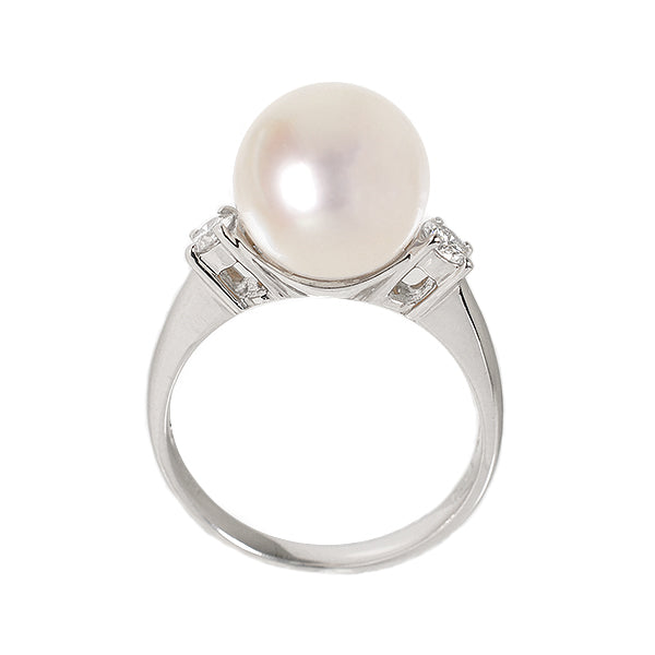 パール/ダイヤモンド プラチナリング(花珠/アコヤ真珠/10.0mmUP/6月誕生石/花珠鑑別鑑定書付き)《JRGQ1054》