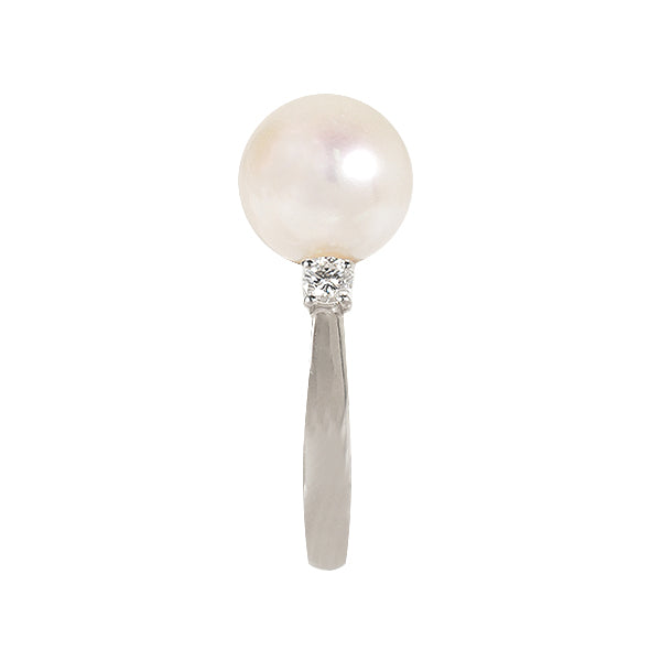 パール/ダイヤモンド プラチナリング(花珠/アコヤ真珠/10.0mmUP/6月誕生石/花珠鑑別鑑定書付き)《JRGQ1054》