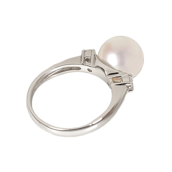 パール/ダイヤモンド プラチナリング(花珠/アコヤ真珠/10.0mmUP/6月誕生石/花珠鑑別鑑定書付き)《JRGQ1054》