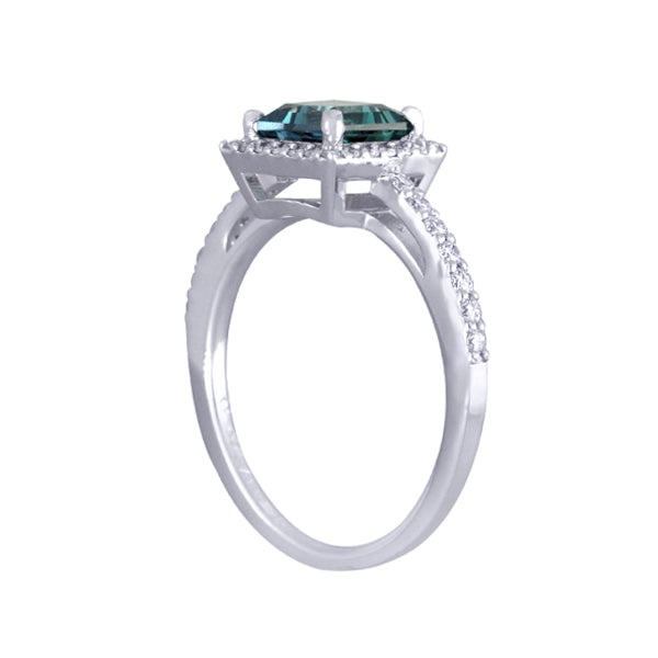 アレキサンドライト/ダイヤモンド K18リング(クレサンベール/プリンセス/6月誕生石)《WRGA3194》