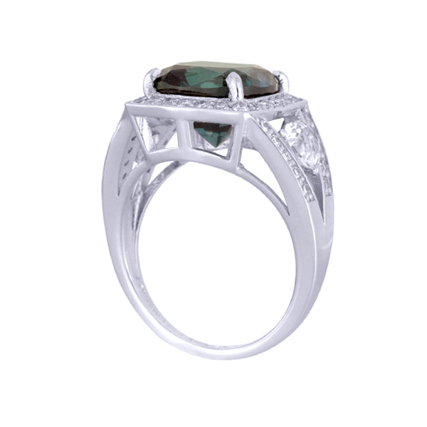 アレキサンドライト/ダイヤモンド プラチナリング(クレサンベール/クッションカット/6月誕生石)《WRGA3201》