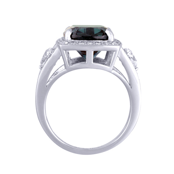 アレキサンドライト/ダイヤモンド プラチナリング(クレサンベール/クッションカット/6月誕生石)《WRGA3201》