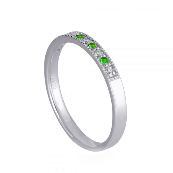 デマントイドガーネット/ダイヤモンド PTリング(ハーフエタニティ/1月誕生石)《WRGU3326》