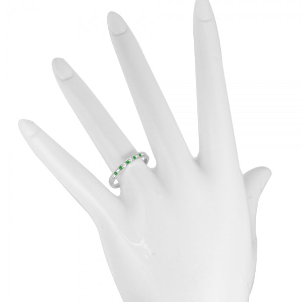 デマントイドガーネット/ダイヤモンド PTリング(ハーフエタニティ/1月誕生石)《WRGU3326》