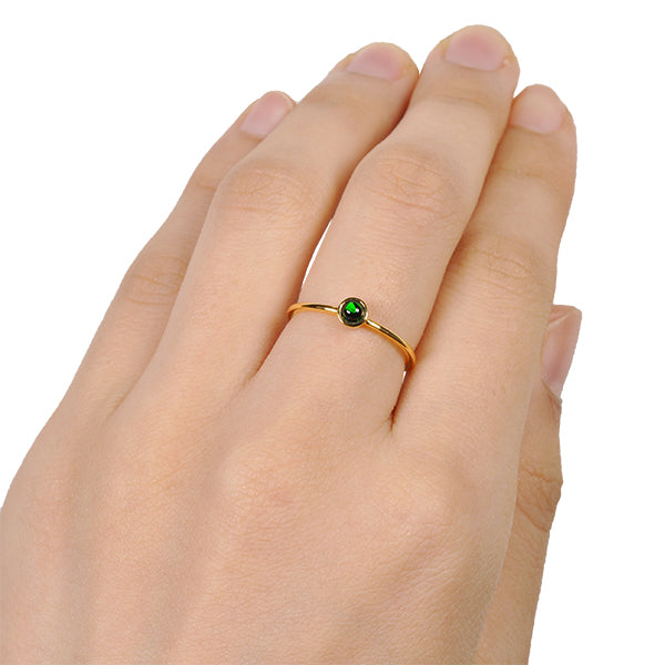 ブラックオパール K18リング(クレサンベール/パレット/カボションカット/フクリン/10月誕生石)《WRGB2647》