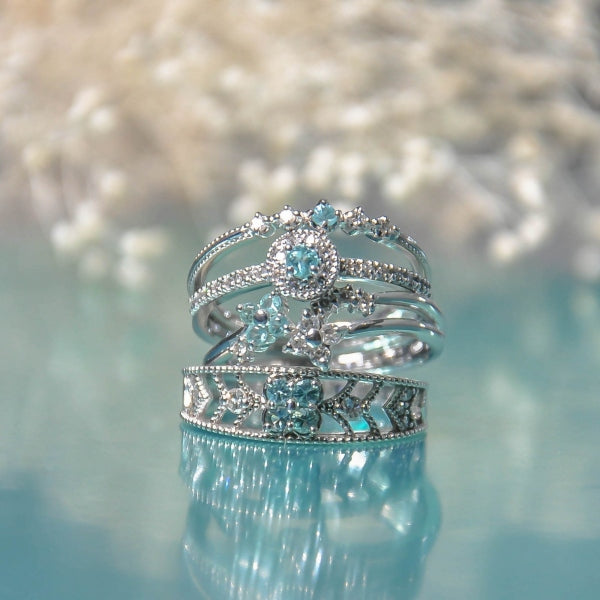 トルマリン/ダイヤモンド K18リング(ネオンブルー/10月誕生石)《WRGN3002》