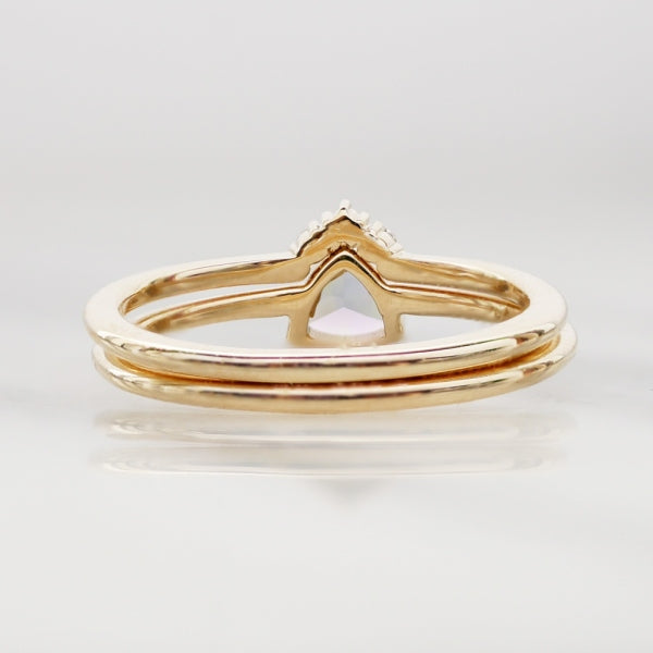 ブルーオパール/キュービックジルコニア K10リング(クレサンベール/モンプレジール/トリリアントバフ/3Way/10月誕生石)《WRGW3978》