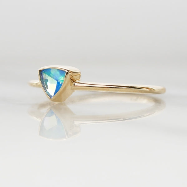 ブルーオパール/キュービックジルコニア K10リング(クレサンベール/モンプレジール/トリリアントバフ/3Way/10月誕生石)《WRGW3978》