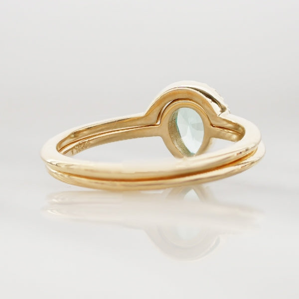 グリーンクリソベリル/キュービックジルコニア K10リング(クレサンベール/ペアシェイプ/モンプレジール/3Way)《WRGV3979》