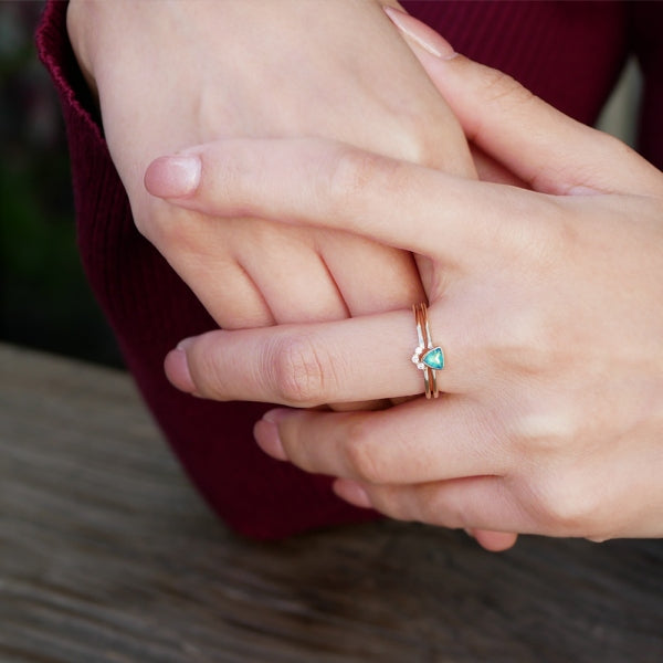 ブルーオパール/キュービックジルコニア K10リング(クレサンベール/モンプレジール/トリリアントバフ/3Way/10月誕生石)《WRGW3978》