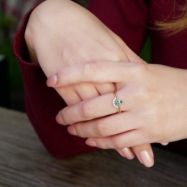 グリーンクリソベリル/キュービックジルコニア K10リング(クレサンベール/ペアシェイプ/モンプレジール/3Way)《WRGV3979》