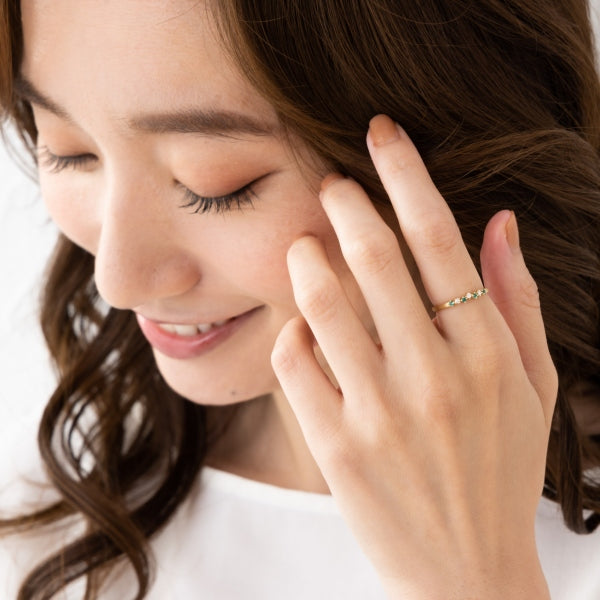 エメラルド/ダイヤモンド K18リング(クレサンベール/マット/5月誕生石)《WRGE4097》