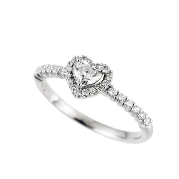 ダイヤモンド プラチナリング(0.2カラット/FカラーUP/SI1UP/ハート/一粒/取り巻き/4月誕生石)《WRGD3170》