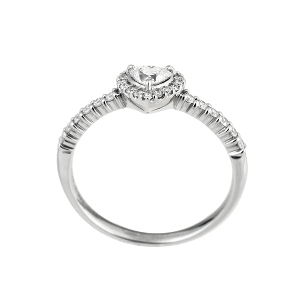 ダイヤモンド プラチナリング(0.2カラット/FカラーUP/SI1UP/ハート/一粒/取り巻き/4月誕生石)《WRGD3170》