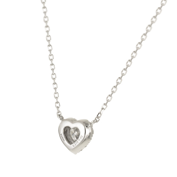 ダイヤモンド プラチナネックレス(0.2カラット/FカラーUP/SI2UP/ハート/一粒/取り巻き/4月誕生石)《WPDD3169》