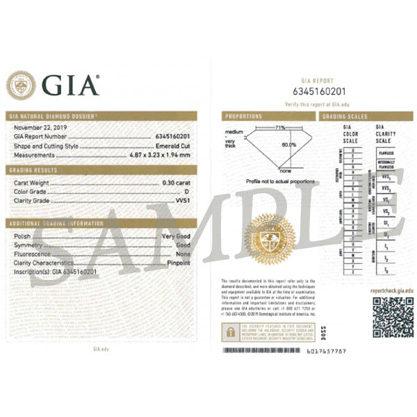 ダイヤモンド K18ネックレス(0.3カラット/Dカラー/VVS1/エメラルドカット/一粒/取り巻き/4月誕生石/GIAグレーディングレポート付き)《WPDD3754》