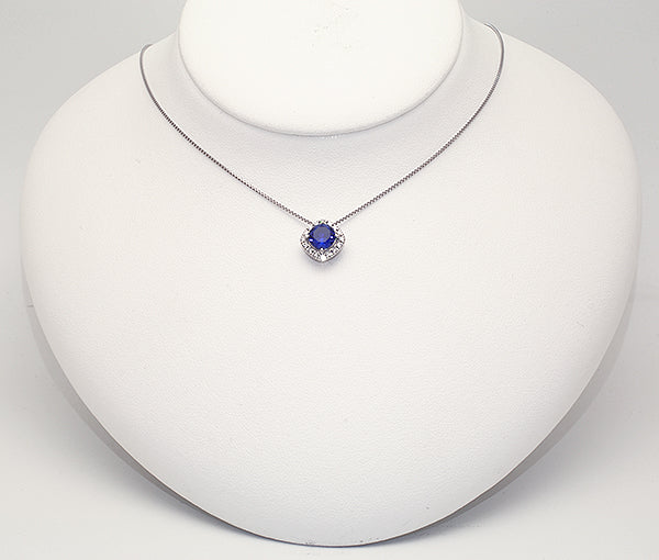 ブルーサファイア/ダイヤモンド PTネックレス(クレサンベール/1カラットUP/9月誕生石)《WPDS2537》