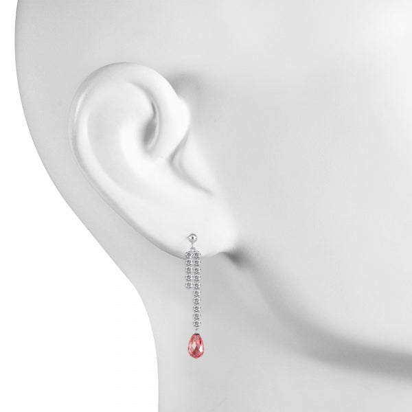 パパラチアサファイア/ダイヤモンド PTピアス(クレサンベール/ブリオレット/テニス/9月誕生石)《WEPP3470》