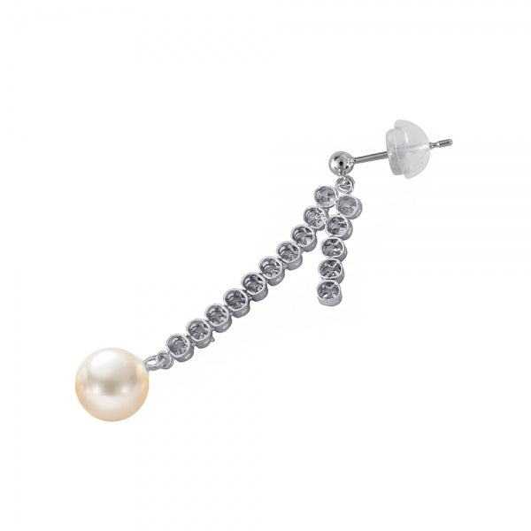 パール/ダイヤモンド プラチナピアス(計0.6カラット/アコヤ真珠/7.0mmUP/テニス/4月誕生石)《WEPQ3470》