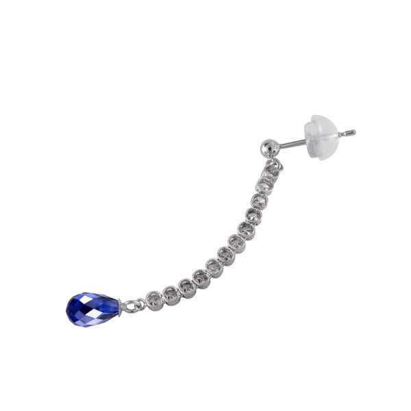 ブルーサファイア/ダイヤモンド プラチナピアス(クレサンベール/ブリオレット/テニス/9月誕生石)《WEPS3469》